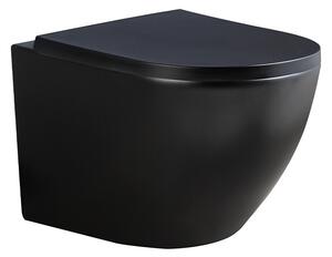 BPS-koupelny Závěsná WC mísa se SoftClose sedátkem PEAK MTB RIM 02, černá mat