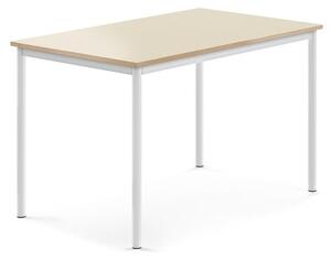 AJ Produkty Stůl BORÅS, 1200x800x760 mm, bílé nohy, HPL deska, bříza