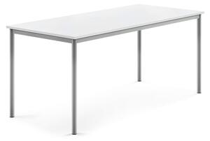AJ Produkty Stůl BORÅS, 1800x800x760 mm, stříbrné nohy, HPL deska, bílá