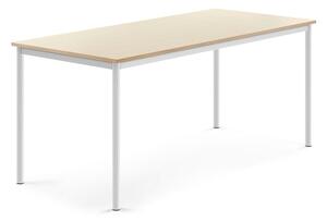 AJ Produkty Stůl BORÅS, 1800x800x760 mm, bílé nohy, HPL deska, bříza