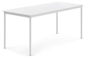 AJ Produkty Stůl SONITUS, 1800x800x760 mm, bílé nohy, HPL deska tlumící hluk, bílá