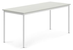 AJ Produkty Stůl BORÅS, 1800x700x760 mm, bílé nohy, HPL deska, šedá