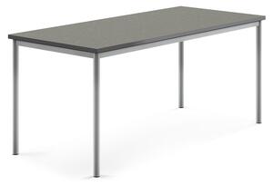 AJ Produkty Stůl SONITUS, 1800x800x760 mm, stříbrné nohy, deska s linoleem, tmavě šedá