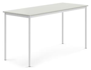 AJ Produkty Stůl SONITUS, 1800x700x900 mm, bílé nohy, HPL deska tlumící hluk, šedá