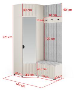 Rohová předsíňová stěna se zrcadlem Rayo 14 Barva panelů: Šedá - Trinity 14