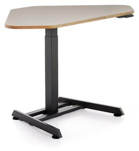 AJ Produkty Výškově nastavitelný stůl NOVUS, rohový, 1200x750 mm, černá podnož, jílově šedá