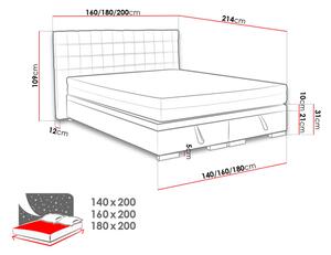 Čalouněná manželská postel s úložným prostorem 160x200 MARNE 1 - šedá