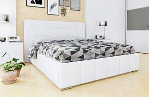 Manželská postel s úložným prostorem a roštem 160x200 MELDORF - bílá ekokůže