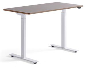 AJ Produkty Výškově nastavitelný stůl NOVUS, 1200x600 mm, bílá podnož, jílově šedá deska