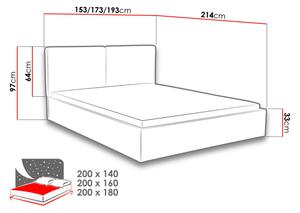 Čalouněná manželská postel s úložným prostorem 180x200 WILSTER - hnědá