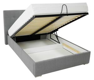 Manželská postel s úložným prostorem a roštem 160x200 MELDORF - bílá ekokůže