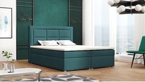 Boxpringová manželská postel s úložným prostorem 140x200 PALIGEN 1 - modrá + topper ZDARMA