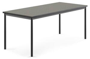 AJ Produkty Stůl SONITUS, 1800x800x720 mm, antracitově šedé nohy, deska s linoleem, tmavě šedá