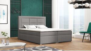 Boxpringová manželská postel s úložným prostorem 140x200 PALIGEN 1 - šedá 2 + topper ZDARMA