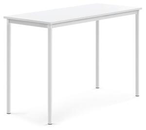 AJ Produkty Stůl BORÅS, 1400x600x900 mm, bílé nohy, HPL deska, bílá