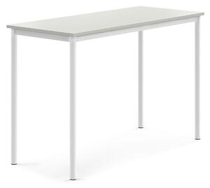 AJ Produkty Stůl BORÅS, 1400x600x900 mm, bílé nohy, HPL deska, šedá