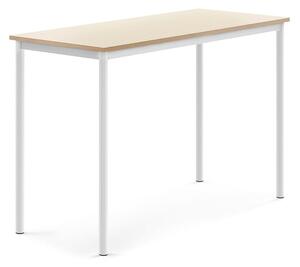 AJ Produkty Stůl BORÅS, 1400x600x900 mm, bílé nohy, HPL deska, bříza