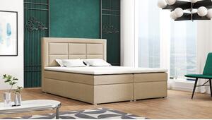 Boxpringová manželská postel s úložným prostorem 180x200 PALIGEN 1 - béžová + topper ZDARMA
