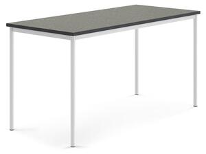 AJ Produkty Stůl SONITUS, 1800x800x900 mm, bílé nohy, deska s linoleem, tmavě šedá