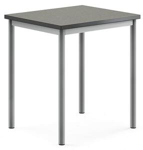 AJ Produkty Stůl SONITUS, 700x600x760 mm, stříbrné nohy, deska s linoleem, tmavě šedá