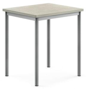 AJ Produkty Stůl SONITUS, 700x600x760 mm, stříbrné nohy, deska s linoleem, šedá