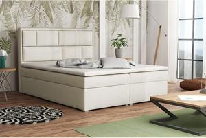 Boxpringová manželská postel s úložným prostorem 140x200 IVENDORF 1 - krémová + topper ZDARMA