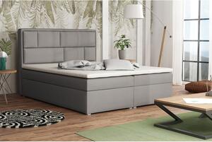 Boxpringová manželská postel s úložným prostorem 140x200 IVENDORF 1 - šedá 2 + topper ZDARMA