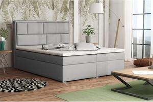 Boxpringová manželská postel s úložným prostorem 160x200 IVENDORF 1 - světlá šedá + topper ZDARMA