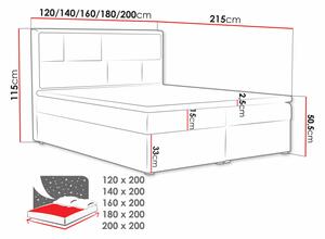 Boxpringová manželská postel s úložným prostorem 140x200 IVENDORF 1 - krémová + topper ZDARMA