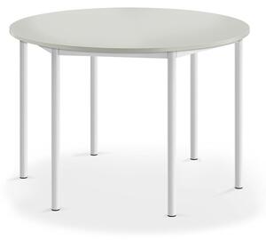 AJ Produkty Stůl BORÅS, Ø1200x760 mm, bílé nohy, HPL deska, šedá