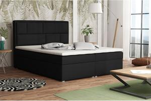 Boxpringová manželská postel s úložným prostorem 140x200 IVENDORF 1 - černá + topper ZDARMA