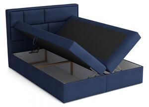 Boxpringová manželská postel s úložným prostorem 140x200 IVENDORF 1 - tmavá modrá + topper ZDARMA