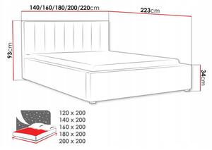 Manželská postel s úložným prostorem a roštem 140x200 TARNEWITZ 2 - černá