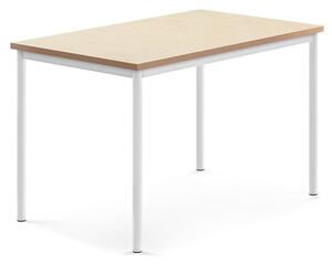 AJ Produkty Stůl SONITUS, 1200x800x760 mm, bílé nohy, deska s linoleem, béžová