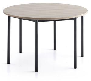 AJ Produkty Stůl BORÅS PLUS, Ø1200x720 mm, antracitově šedé nohy, HPL deska, jasan