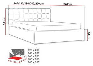 Manželská postel s úložným prostorem a roštem 180x200 WARNOW 2 - světlá šedá