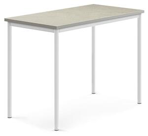 AJ Produkty Stůl SONITUS, 1200x700x900 mm, bílé nohy, deska s linoleem, šedá