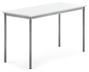 AJ Produkty Stůl BORÅS, 1400x600x760 mm, stříbrné nohy, HPL deska, bílá