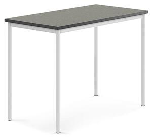 AJ Produkty Stůl SONITUS, 1200x700x900 mm, bílé nohy, deska s linoleem, tmavě šedá