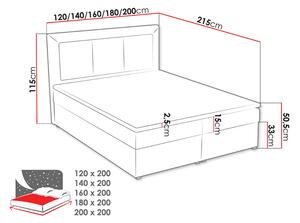 Manželská kontinentální postel 180x200 GOSTORF 1 - béžová + topper ZDARMA