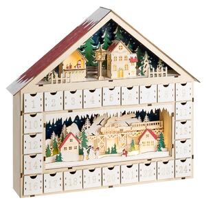Vánoční dekorace LED NISSER 44 cm Adventní kalendář Světle hnědá