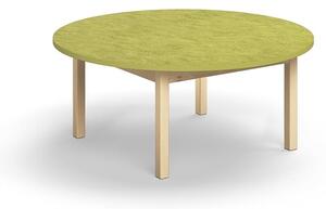 AJ Produkty Stůl DECIBEL, Ø1200x530 mm, akustické linoleum, bříza/limetkově zelená