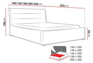 Jednolůžková postel s úložným prostorem a roštem 120x200 BORZOW - šedá 1