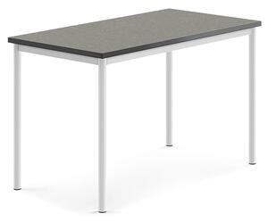 AJ Produkty Stůl SONITUS, 1200x700x760 mm, bílé nohy, deska s linoleem, tmavě šedá