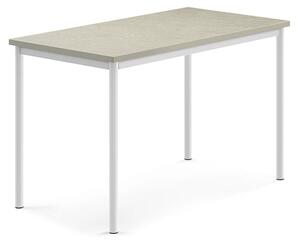 AJ Produkty Stůl SONITUS, 1200x700x760 mm, bílé nohy, deska s linoleem, šedá