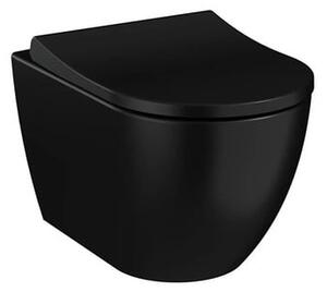 Wc s prkénkem softclose závěsné VitrA S60 černá mat zadní odpad 7510-083-6319