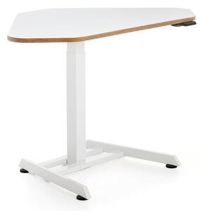 AJ Produkty Výškově nastavitelný stůl NOVUS, rohový, 1200x750 mm, bílá podnož, bílá