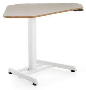 AJ Produkty Výškově nastavitelný stůl NOVUS, rohový, 1200x750 mm, bílá podnož, jílově šedá