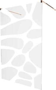 MEXEN - Kioto zástěna sprchová samostatně stojící 100 x 200 cm, transparentní/bílá 8 mm, růžově zlatá - 800-100-002-60-97