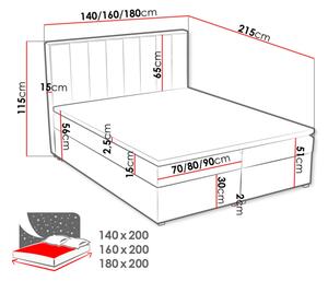 Kontinentální manželská postel 140x200 TARNEWITZ 1 - růžová + topper ZDARMA